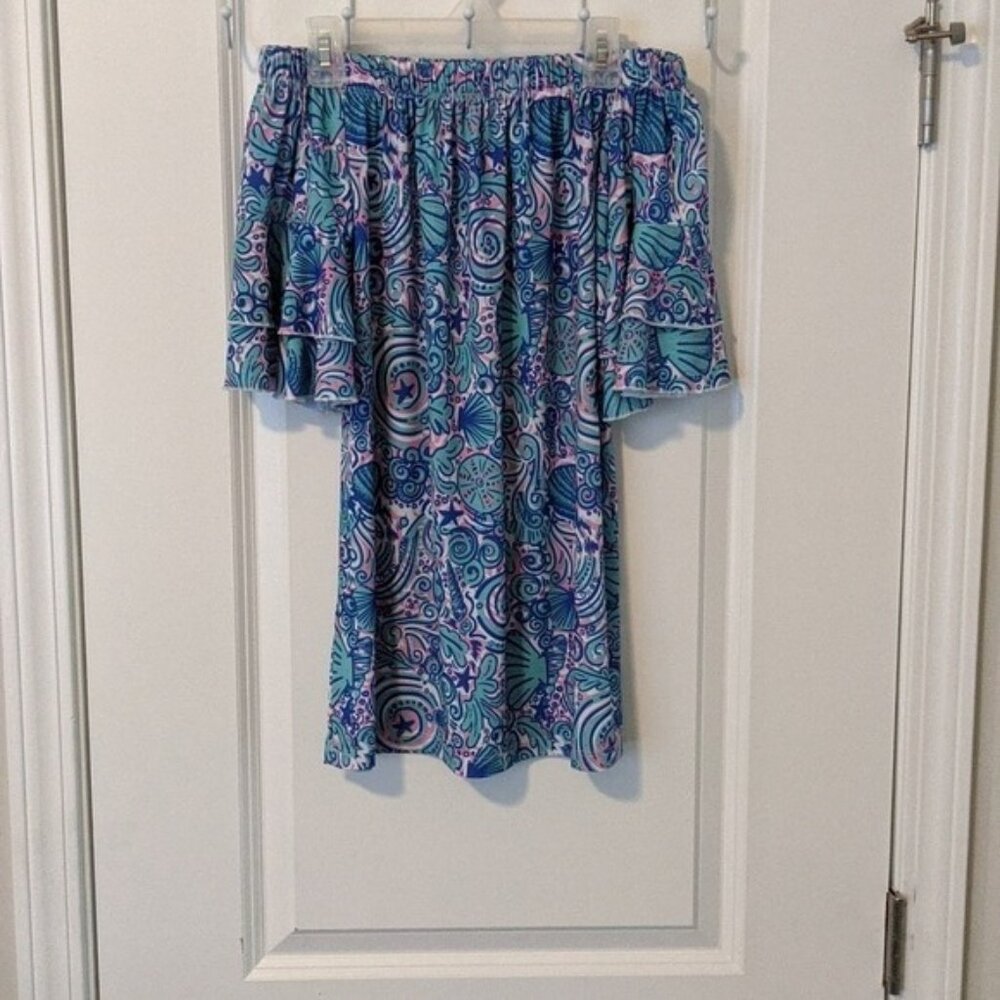 SIMPLY SOUTHERN Off The Shoulder Top Seashell Pattern Small